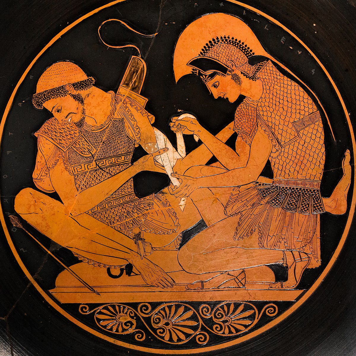 Achilles bandaging Patroclus